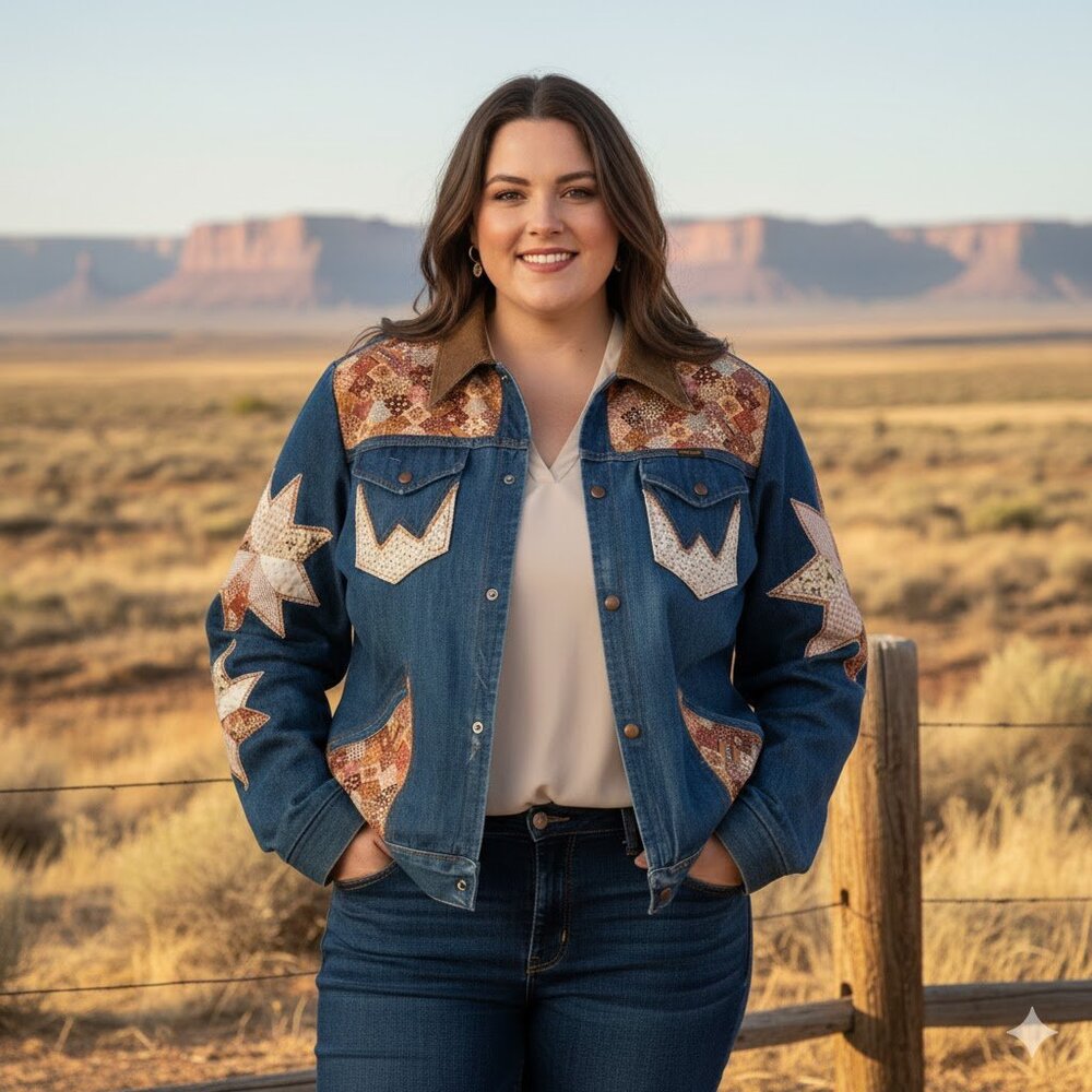 Vintage Wrangler Upcycled Custom Patchwork Denim … - image 1